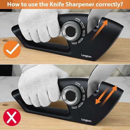 5-In-1 Knife Sharpener 5 Stage with a Pair of Cut-Resistant Glove, Original Premium Polish Blades, Serrated Knives, and Scissors